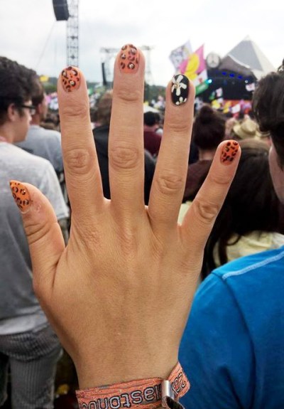 nails by natalie rose london mobile nail technician manicure pedicure glastonbury glasto orange leopard print