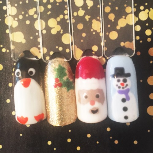 nails by natalie rose london mobile nail technician manicure pedicure christmas santa snowman holly penguin 