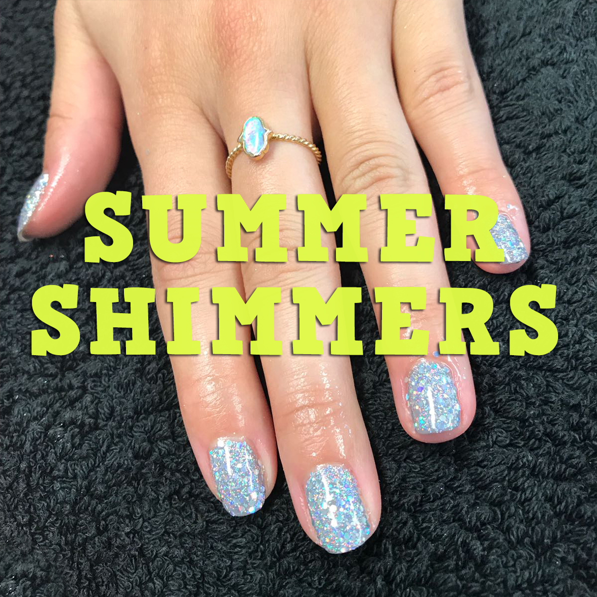 Summer Shimmers in the Sunshine nails by natalie rose london